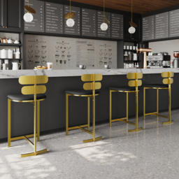 Modern PU Leather Black Counter Stools with Back Breakfast Kitchen Counter Stool - thumbnail 1