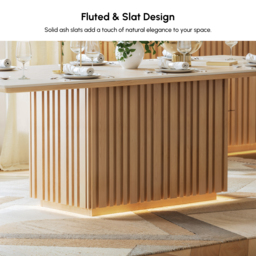 214cm Faux Travertine Rectangular Dining Table with Sintered Stone Top, Seats 8 - thumbnail 8