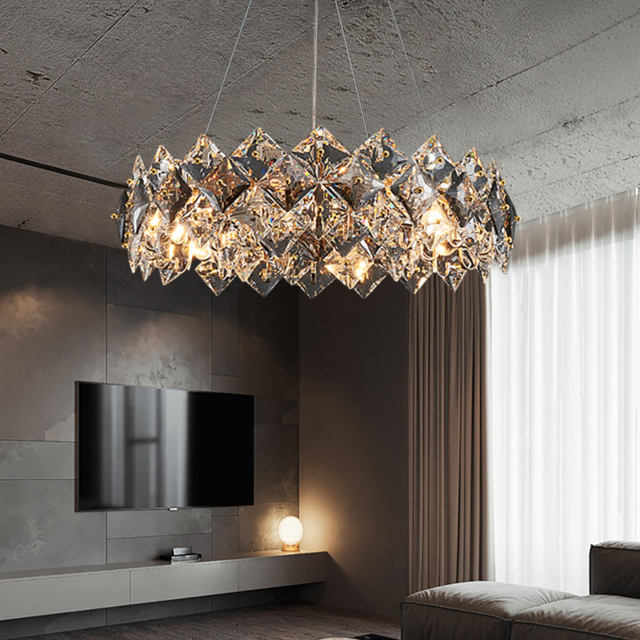 Crystack Modern 8-Light Tiered Crystal Chandelier with Adjustable Cables - image 1