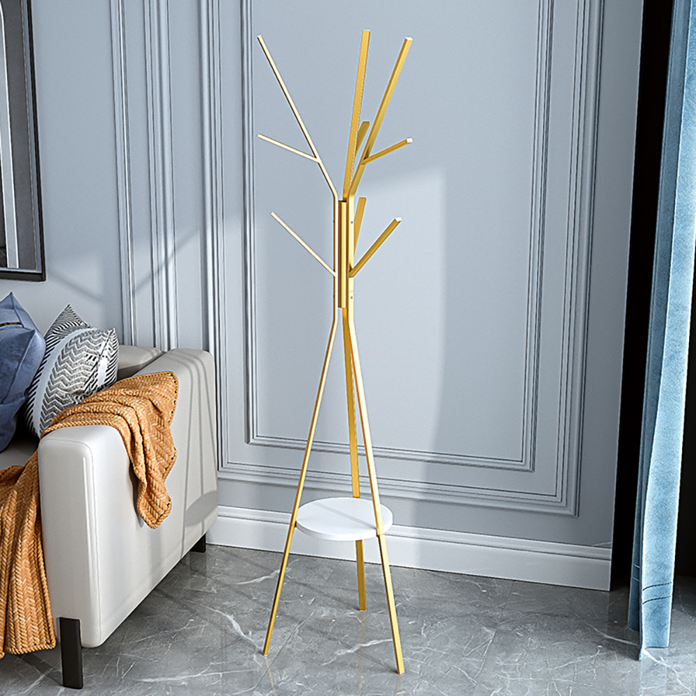 1800mm Gold Modern Freestanding Coat Stand Hanging with Shelf