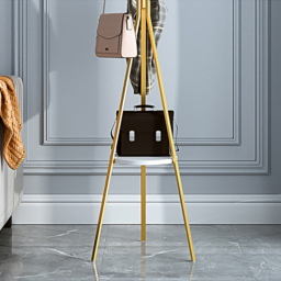 1800mm Gold Modern Freestanding Coat Stand Hanging with Shelf Marble Base - thumbnail 4