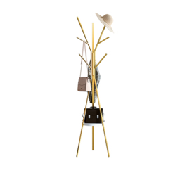 1800mm Gold Modern Freestanding Coat Stand Hanging with Shelf Marble Base - thumbnail 9