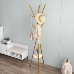1800mm Gold Modern Freestanding Coat Stand Hanging with Shelf Marble Base - thumbnail 7