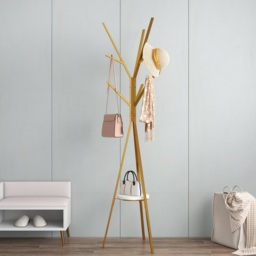 1800mm Gold Modern Freestanding Coat Stand Hanging with Shelf Marble Base - thumbnail 8