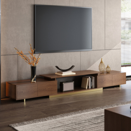 Mordel Modern Rectangle Glossy Walnut Extendable TV Stand Storage for 160 - 240 cm TV