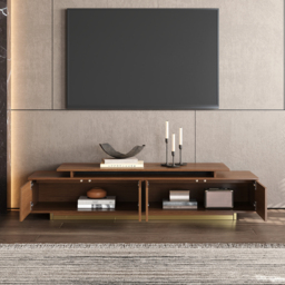 Mordel Modern Rectangle Glossy Walnut Extendable TV Stand Storage for 160 - 240 cm TV - thumbnail 6