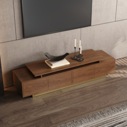 Mordel Modern Rectangle Glossy Walnut Extendable TV Stand Storage for 160 - 240 cm TV - thumbnail 4
