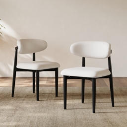Modern Black PU Leather Dining Chair with Rubber Wood Legs, 1 Piece - thumbnail 4
