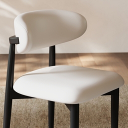 Modern Black PU Leather Dining Chair with Rubber Wood Legs, 1 Piece - thumbnail 8