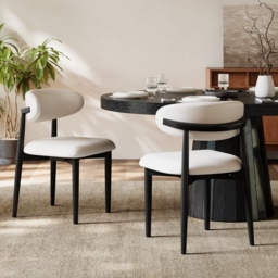 Modern Black PU Leather Dining Chair with Rubber Wood Legs, 1 Piece - thumbnail 2
