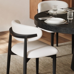 Modern Black PU Leather Dining Chair with Rubber Wood Legs, 1 Piece - thumbnail 7