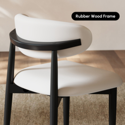 Modern Black PU Leather Dining Chair with Rubber Wood Legs, 1 Piece - thumbnail 6