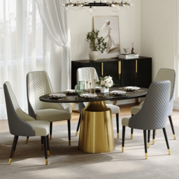 Dining Set 1600mm Oval Sintered Stone Dining Table with 4 Chairs - thumbnail 2