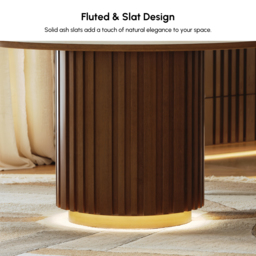 Dining Set 120 cm Round Faux Travertine Sintered Stone Dining Table with 4 Chairs - thumbnail 6