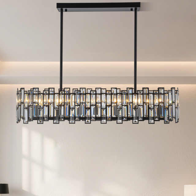 Clyvra 8-light Kitchen Island Light Crystal Ceiling Light in Black - image 1