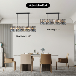 Clyvra 8-light Kitchen Island Light Crystal Ceiling Light in Black - thumbnail 8