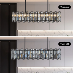 Clyvra 8-light Kitchen Island Light Crystal Ceiling Light in Black - thumbnail 5