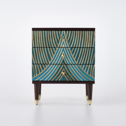 Novel Blue Cabinet Gold-Painted 3-Drawer Chest in Small - thumbnail 8