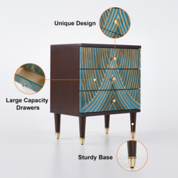 Novel Blue Cabinet Gold-Painted 3-Drawer Chest in Small - thumbnail 6