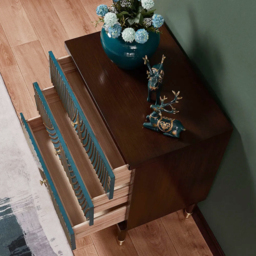 Novel Blue Cabinet Gold-Painted 3-Drawer Chest in Small - thumbnail 2