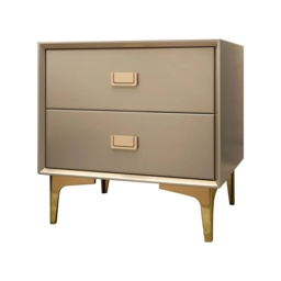 Modern Champagne Nightstand 2-Drawer Bedside Table in Gold Finish Set of 2 - thumbnail 6