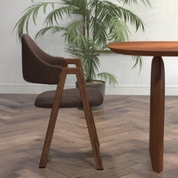 Set of 8 Linen Dining Chair Upholstered Curved Back Modern Brown Dining Room Chairs - thumbnail 4