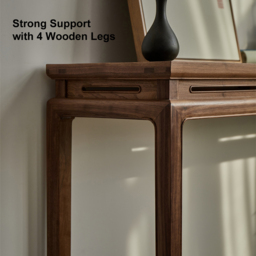 1200mm Mid Century Modern Console Table Walnut Solid Wood Entryway Table with 4 Legs - thumbnail 8