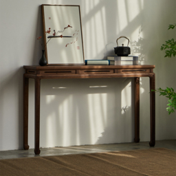 1200mm Mid Century Modern Console Table Walnut Solid Wood Entryway Table with 4 Legs - thumbnail 1