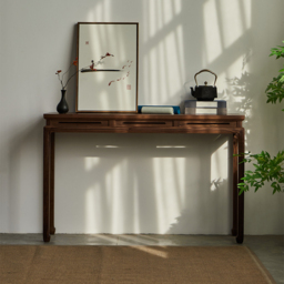 1200mm Mid Century Modern Console Table Walnut Solid Wood Entryway Table with 4 Legs - thumbnail 2
