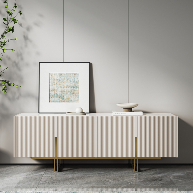 Grovyn 150 cm Sintered Stone Top Fluted TV Stand with Spacious Cabinets - image 1