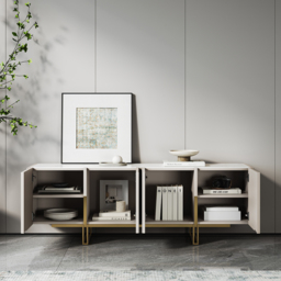 Grovyn 150 cm Sintered Stone Top Fluted TV Stand with Spacious Cabinets - thumbnail 4