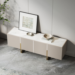 Grovyn 150 cm Sintered Stone Top Fluted TV Stand with Spacious Cabinets - thumbnail 3