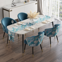 Modern Velvet Dining Chairs Upholstered Blue Dining Room Chairs with Arm - thumbnail 2