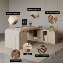 Chicent Whitewash L-shaped Modern Executive Desk with Ample Storage Right Hand (180 cm) - thumbnail 7