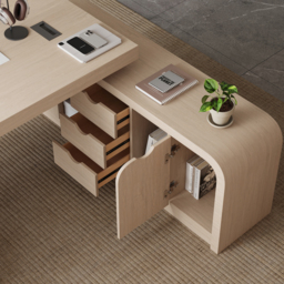 Chicent Whitewash L-shaped Modern Executive Desk with Ample Storage Right Hand (180 cm) - thumbnail 9