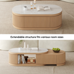 Velar 120 - 170 cm Extendable Coffee Table with Sintered Stone Top and Storage - thumbnail 7