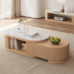 Velar 120 - 170 cm Extendable Coffee Table with Sintered Stone Top and Storage - thumbnail 1