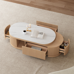 Velar 120 - 170 cm Extendable Coffee Table with Sintered Stone Top and Storage - thumbnail 3