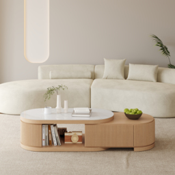Velar 120 - 170 cm Extendable Coffee Table with Sintered Stone Top and Storage - thumbnail 2