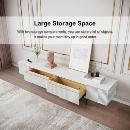 Modern 1800mm TV Stand with Drawers Line Media Console with Black Metal Legs - thumbnail 9