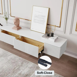 Modern 1800mm TV Stand with Drawers Line Media Console with Black Metal Legs - thumbnail 8