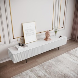 Modern 1800mm TV Stand with Drawers Line Media Console with Black Metal Legs - thumbnail 3