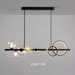 Minimalist 5-Light Glass Globe Shade Sputnik Kitchen Island Light Globe Light in Black - thumbnail 6