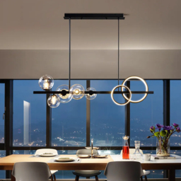 Minimalist 5-Light Glass Globe Shade Sputnik Kitchen Island Light Globe Light in Black - thumbnail 3
