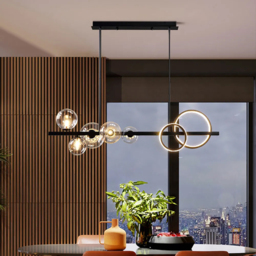Minimalist 5-Light Glass Globe Shade Sputnik Kitchen Island Light Globe Light in Black - thumbnail 1