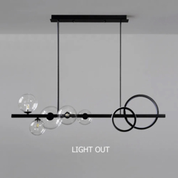 Minimalist 5-Light Glass Globe Shade Sputnik Kitchen Island Light Globe Light in Black - thumbnail 7