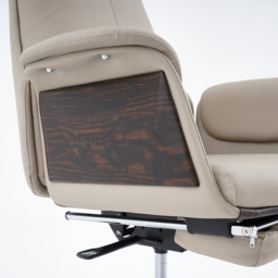 Reclining Leather Office Desk Chair High Back Adjustable Swivel Modern Executive Chair in Khaki - thumbnail 6