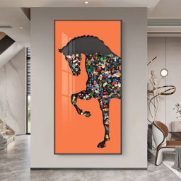 1000mm Rectangle Horse Building Blocks Wall Art Decor with Aluminum Frame Living Room - thumbnail 2
