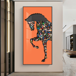 1000mm Rectangle Horse Building Blocks Wall Art Decor with Aluminum Frame Living Room - thumbnail 3