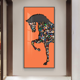 1000mm Rectangle Horse Building Blocks Wall Art Decor with Aluminum Frame Living Room - thumbnail 4